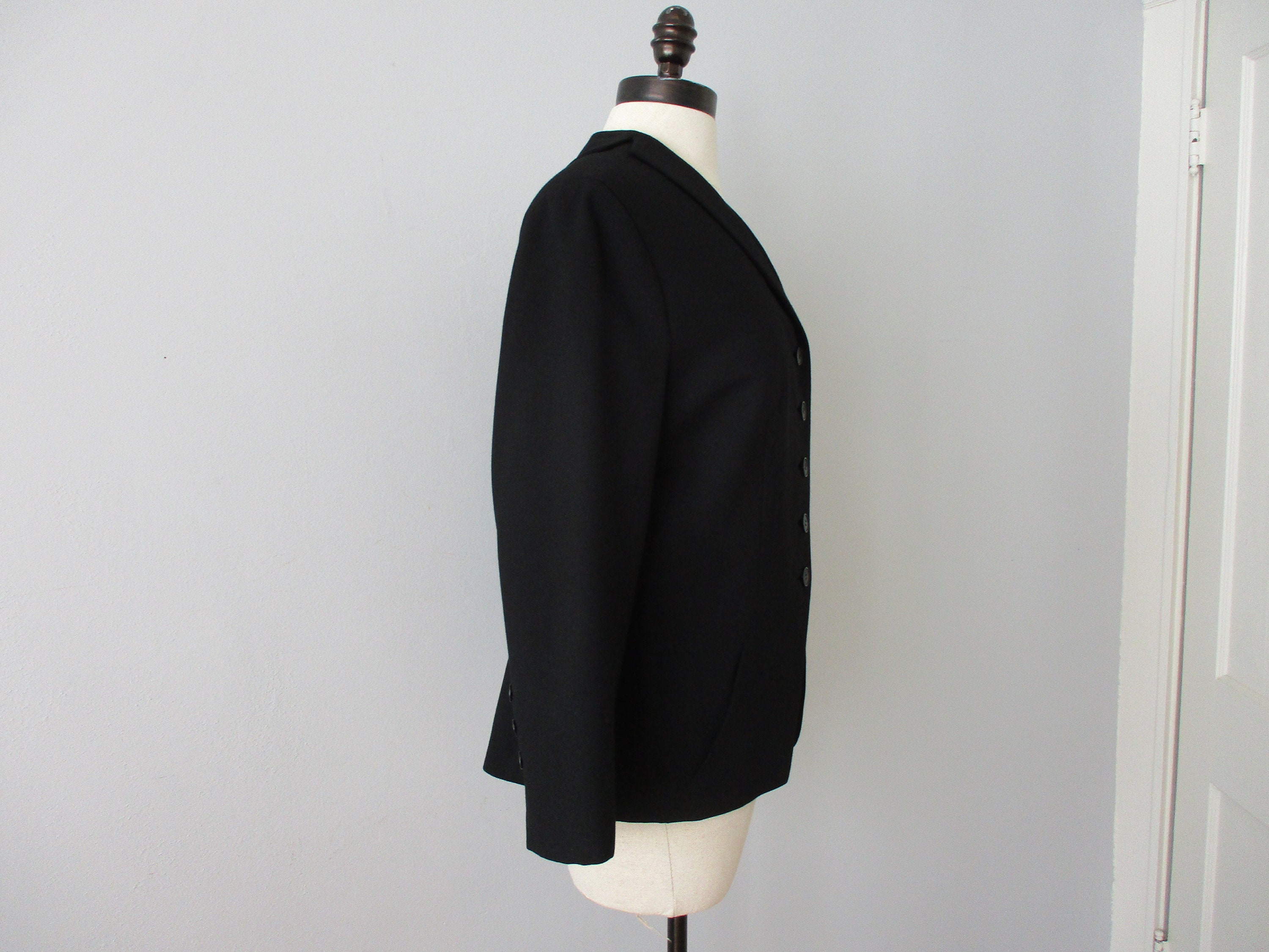 Tuxedo Jacket Blazer Vintage 1940s Black Button Down V Neck | Etsy