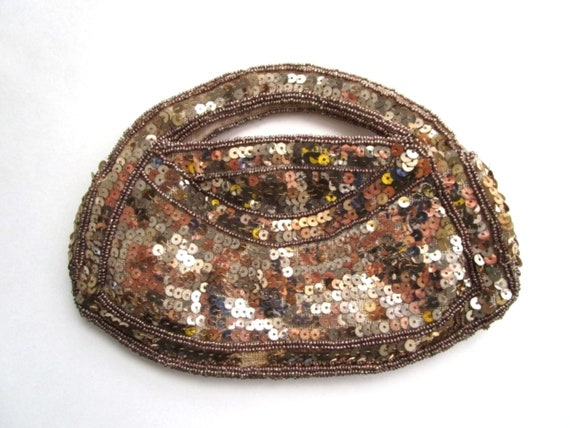 Antique Clutch Purse 1920s Gold Beaded Sequined C… - image 2