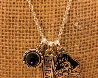 East Carolina Pirates Bar Necklace with Gold Heart Accent East Carolina Pirates Bar Necklace with Gold Heart Accent