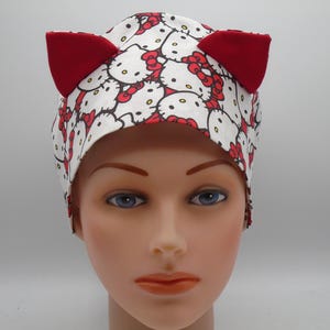 Kitty Cat Ear - Womens surgical scrub cap, Chemo hat, Nurse scrub hat, Veterinarian hat, 122