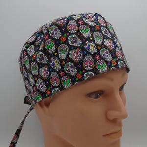 Mini Sugar Skulls -  Men&#39;s Surgical Scrub Hat  with sweatband option, scrub cap 117