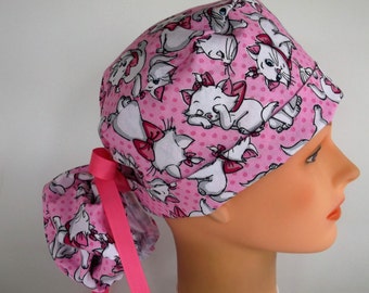 Marie Aristocat Ponytail - Womens lined  scrub caps, surgical scrub hats,  Surgeons caps