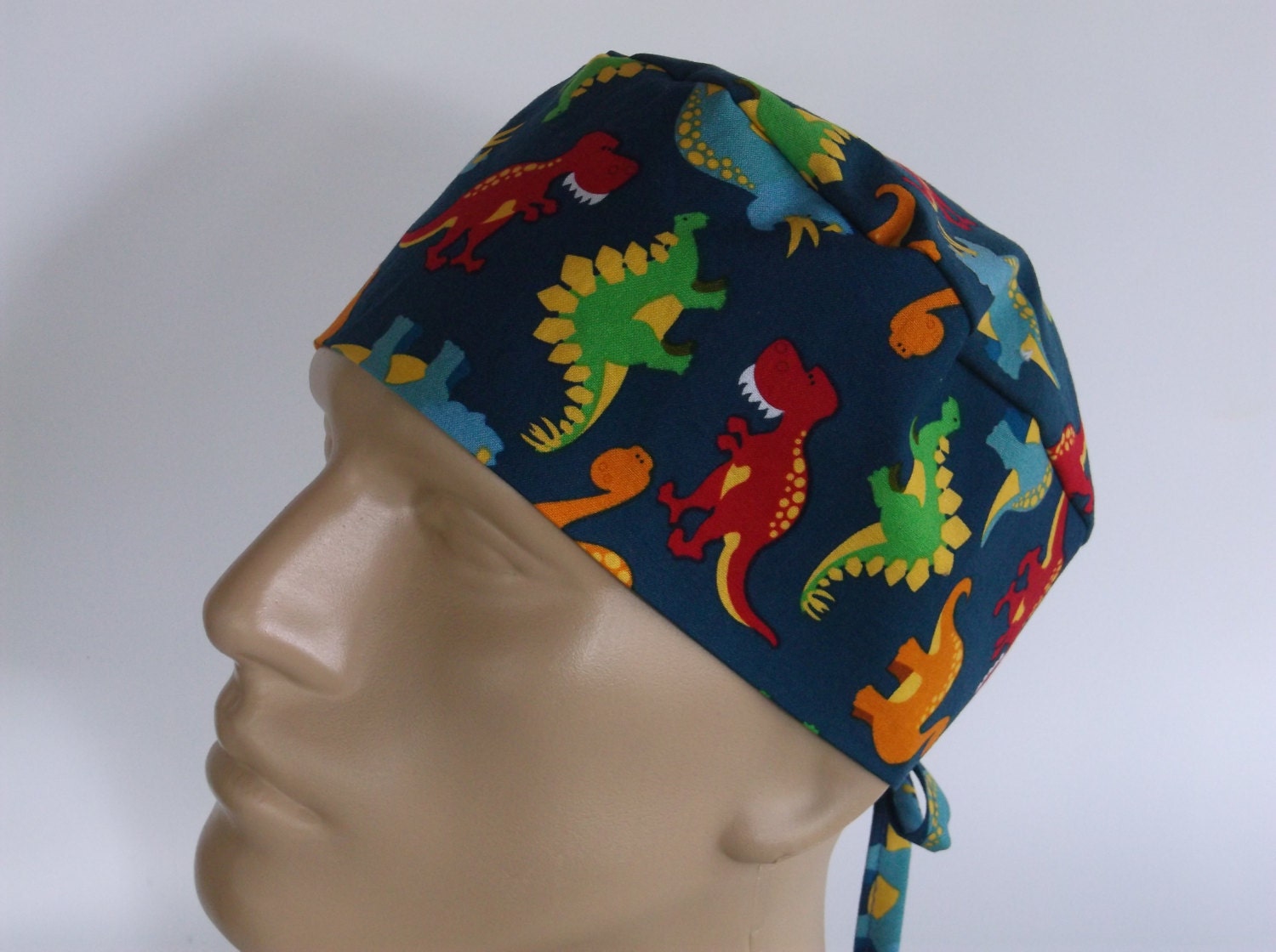 Dino Dinosaur Men's Surgical Scrub Hat 