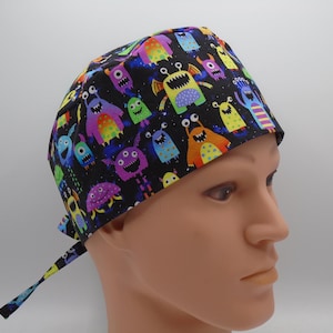Neon Monsters -  Men&#39;s Surgical Scrub Hat  with sweatband option, scrub cap, 152