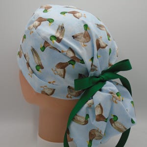 Mallard Ducks Ponytail - Womens lined surgical scrub cap, scrub hat, nurse surgical hat 46