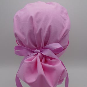 Carnation Pink  Ponytail surgical hat - Womens lined  scrub cap, Nurse surgical scrub hat 29