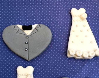 Bride and Groom cookie toppers