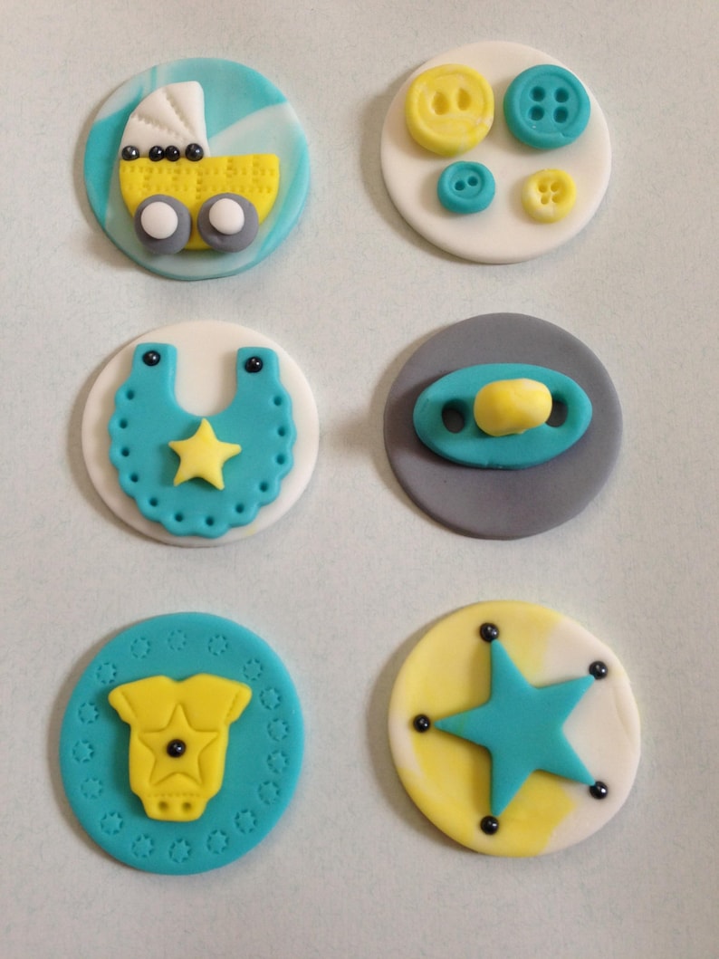 Fondant Topper Baby Shower Cupcake or Cookie Toppers Etsy