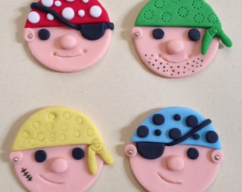 Fondant Topper, Pirate -Themed Cupcake or cookie toppers