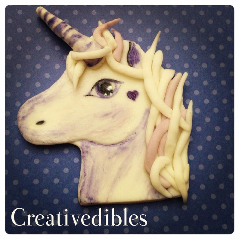 Unicorn fondant Cupcake, Cookie Topper image 2