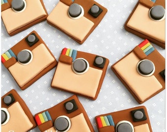 Instagram inspired logo cookie and cupcake fondant toppers, party toppers, Birthday toppers