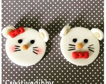 Mouse fondant cupcake and cookie toppers