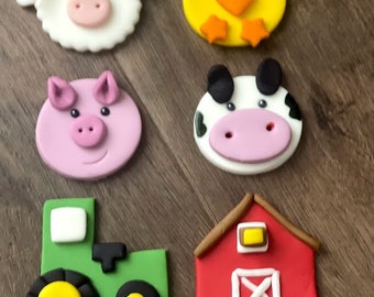 Barn Theme Birthday Party cake toppers, cupcake toppers, Farm animal party