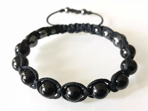 Black Tourmaline Shamballa Bracelet GESHA-0089 | Etsy