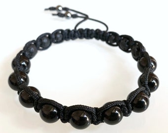 Black Obsidian Shamballa Bracelet (GESHA-0017)