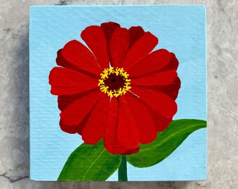 Zinnia acrylic painting