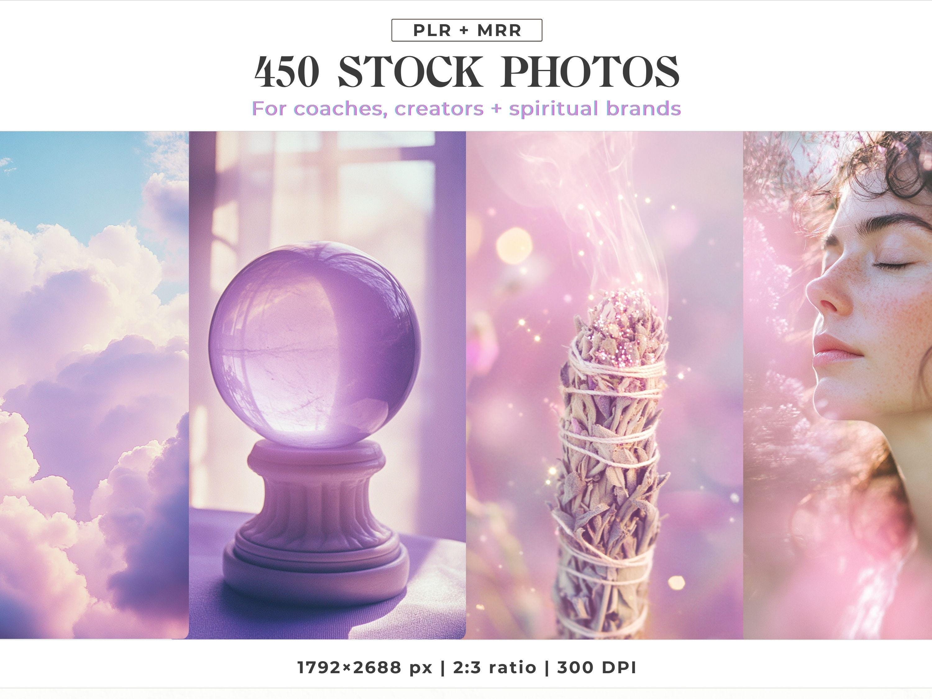 450 AI Stock Photos: Boho, Crystals, & Spiritual Imagery (PLR/MRR Bundle)