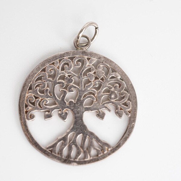 Sterling Silver Tree Of Life Charm -  Open Work Tree Of Life Nature Pendant/Charm - Celtic Wreath Tree of Life Yggdrasil Pendant