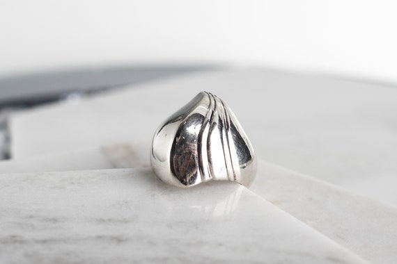Sterling Silver Abstract Dome Seashell Ring - Vin… - image 3