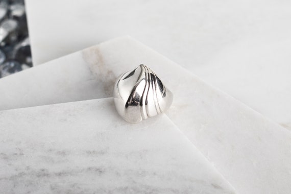 Sterling Silver Abstract Dome Seashell Ring - Vin… - image 2
