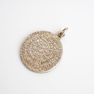 Sterlingzilveren 2-zijdige Minoïsche Griekse Phaistos-hanger Unisex vintage sieraden - 925 reisbedels