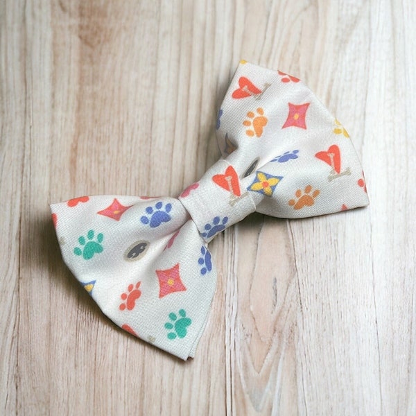 Chewy Vuitton Multi-color White Bow Tie, For Dog or Cat