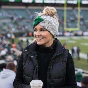 Diadema trenzada tejida a mano de Filadelfia, diadema de punto de doble capa, hecha a mano en EE. UU.