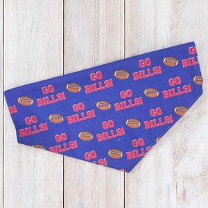 Buffalo Bills Dog Bandana: Handmade USA, Slide-On Collar