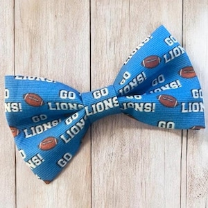 Muszka dla psa Lions, prezent dla fana Detroit Lions, prezent piłkarski, muszka dla psa na mecz, ręcznie robiona w USA