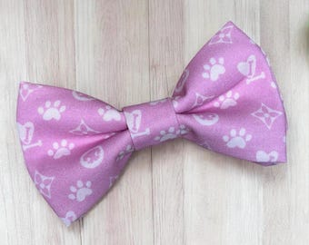 Chewy Luxury Pink Dog Bow Tie, Designer Inspired Pet Collar Bow, Handmade in USA