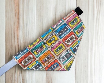 Retro Cassette Tapes Dog Bandana for Dogs, Slides onto Collar, Father's Day and Special Occasion