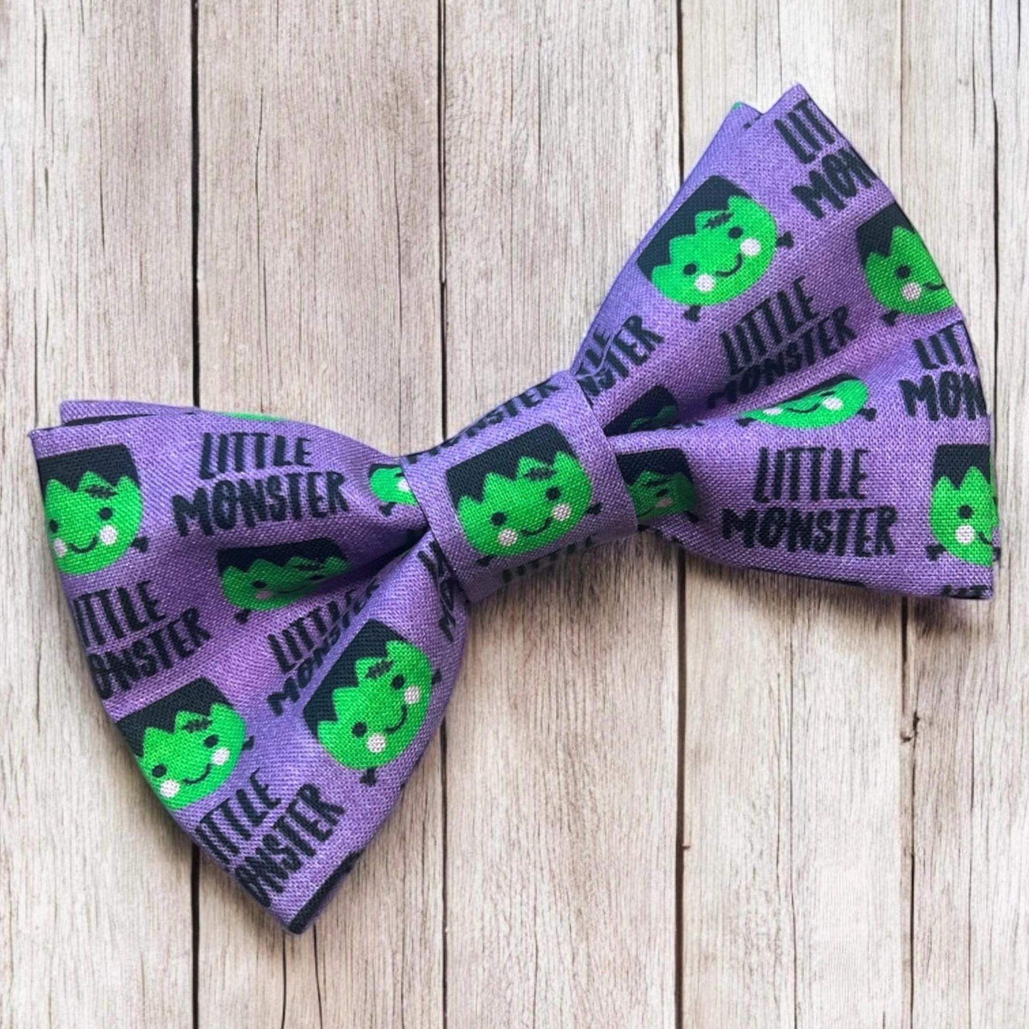 Little Monster Frankenstein Dog Bow Tie, Halloween Dog Bow Tie, Halloween Dog Collar Bow, Handmade USA