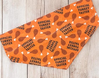 Thanksgiving Dog Bandana, Official Turkey Taster Scarf, USA Handmade Pet Accessory