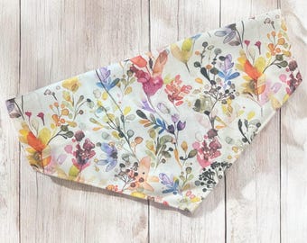 Watercolor Floral Dog Bandana, Wedding Dog Bandana, Spring Flowers Dog Bandana, Handmade in USA