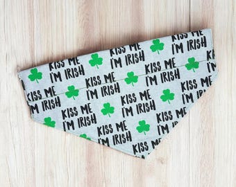Kiss Me I'm Irish Dog Bandana, St Patricks Day Pet Outfit, Handmade in USA