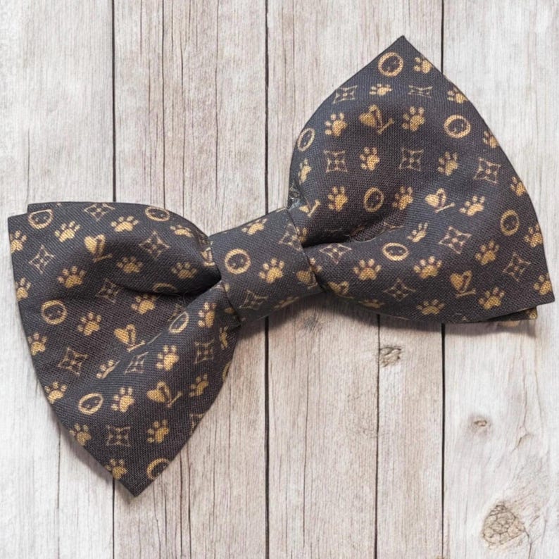 Chewy Vuiton Dog Bow Tie, Designer Inspired Pet Collar Bow, Handmade in USA image 1