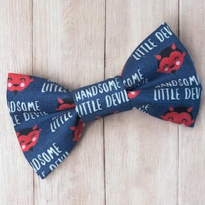 Handsome Little Devil Dog Bow Tie, Halloween Dog Bow Tie, Handmade USA