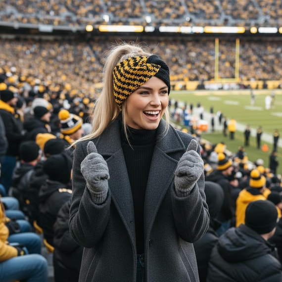 Black & Gold Twist Headband, Pittsburgh Gift, Game Day Accessory