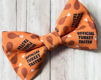 Thanksgiving Dog Bow Tie, Official Turkey Taster Pet Accessory, Handmade USA