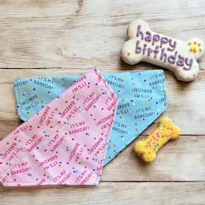 Bandana pour chien C'est mon Barkday Day, bandana d'anniversaire pour chien, adoption de chien, se glisse sur le collier, fait main, personnalisation disponible