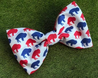 Buffalo Bills Dog Bow Tie - Red and Blue Buffalo Print, Game Day Dog Bow Tie, NFL-Inspired, Bills Mafia Bow Tie, Bestseller, Handmade in USA