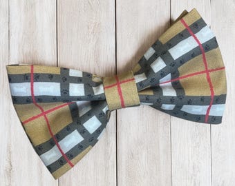 Tartan Plaid Dog Bow Tie, Autumn Collar Accessory, Handmade USA