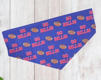 Buffalo Dog Collar Bandana, Go Bills Dog Collar Bandana, Handmade in USA