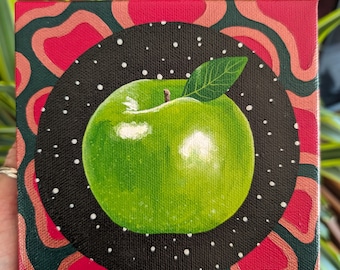 Green Apple in Space - Original Painting