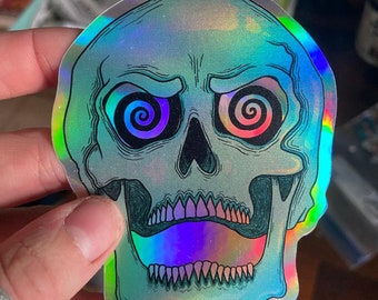 Holographic Skull Sticker
