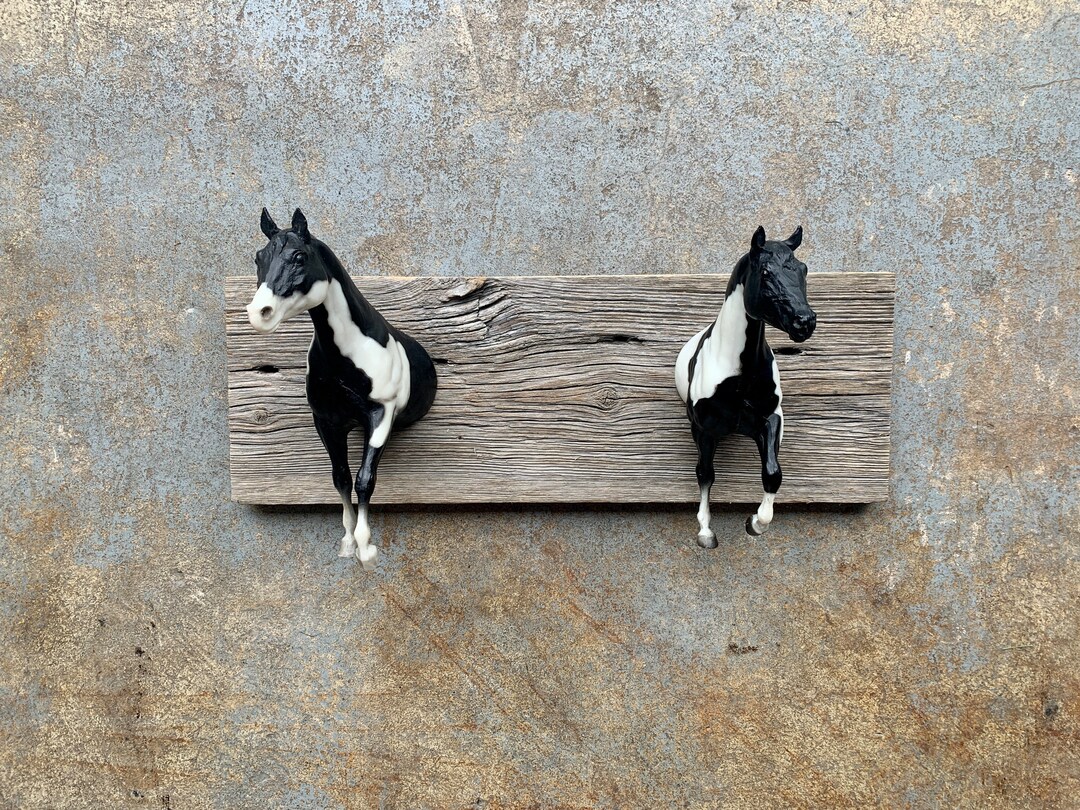 Piebald Black and White Paint Horse Clothing / Bridle Rack on Etsy