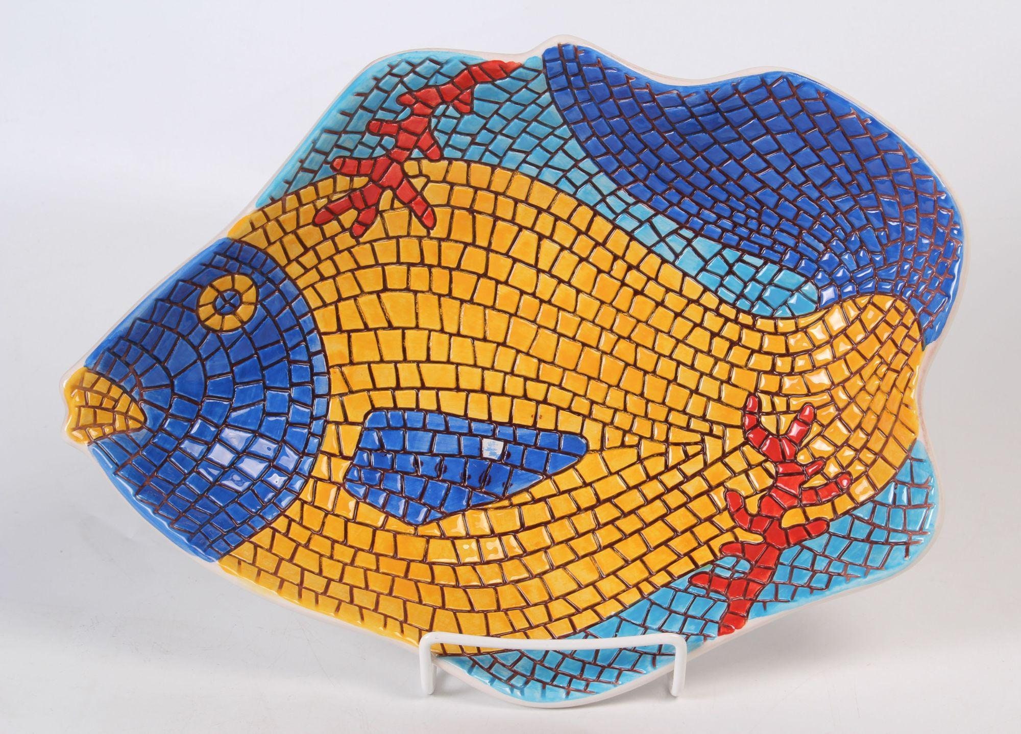 Excellent Vietri Nettuno 12 Ceramic Fish Mosaic Serving Dish Bowl Vegetable