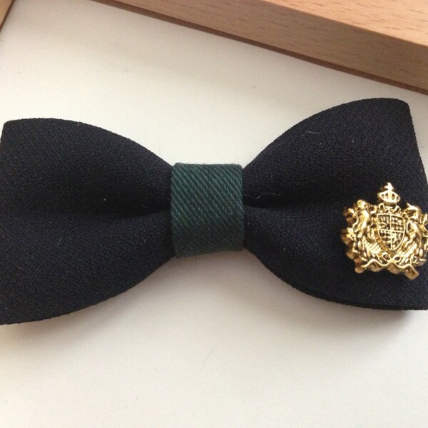 Girl Hair Bow - School Hair Bow - Navy Green - 3 Inch Non Slip Hair Clip