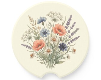 Gebloemde auto-onderzetter van speksteen met wilde bloemen