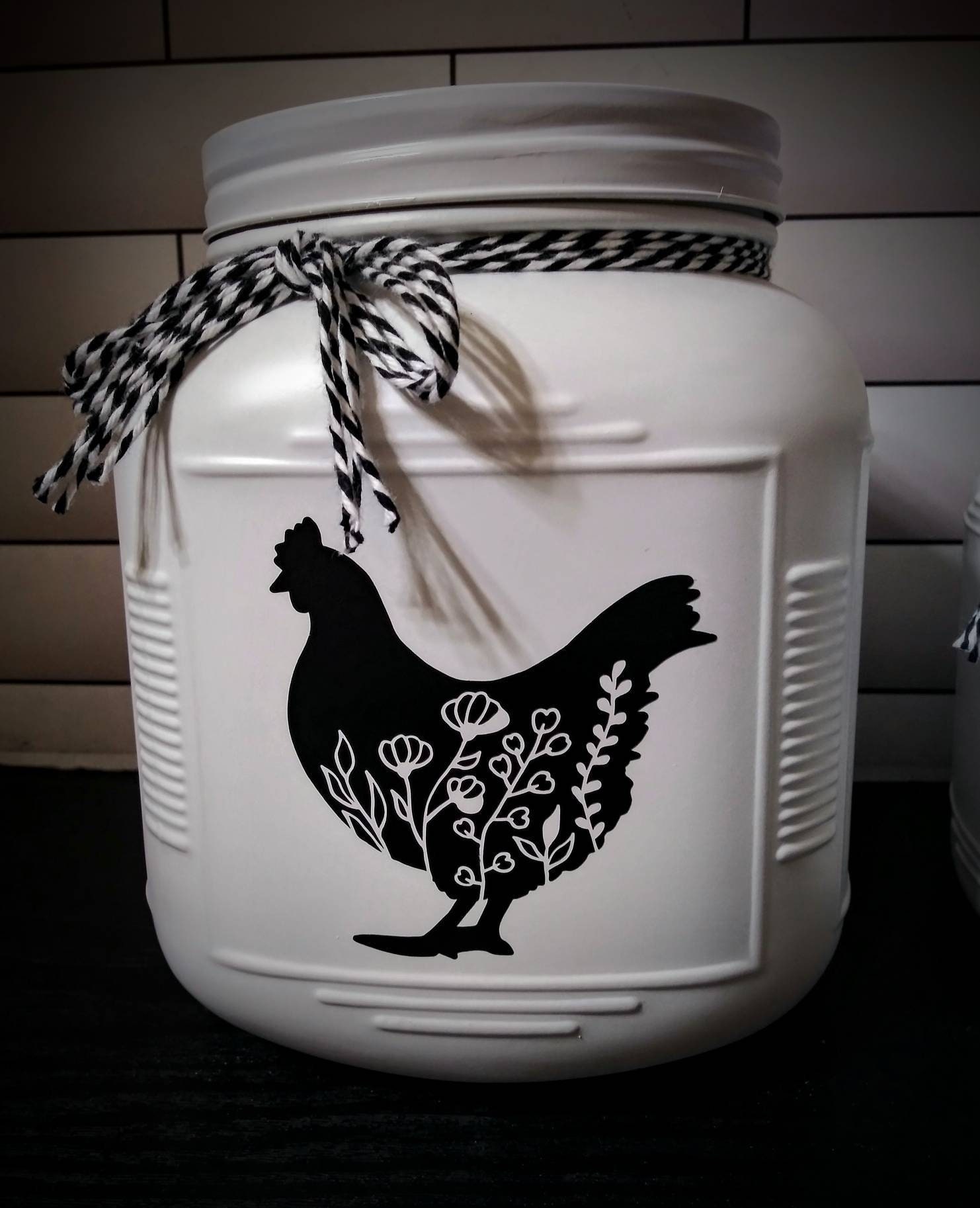 Rustic Gloss Black and White Buffalo Plaid Check Modern Farmhouse Kitchen  Canister Set/wedding Gift/housewarming/hgtv/cow/cracker Jar/retro 